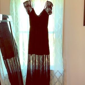 Black cold shoulder maxi dress